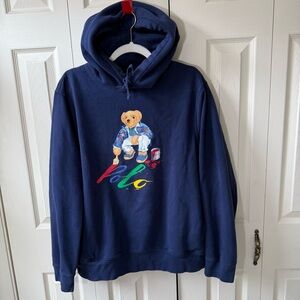 Polo Ralph Lauren Men’s size Large Fleece Polo Bear Hoodie Painting Bear